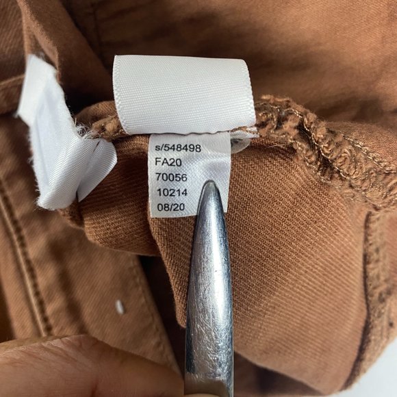 Loft Jeans Women Size 12P/31 Petite High Waist Flare Crop Raw Hem Stretch Brown - Picture 15 of 16